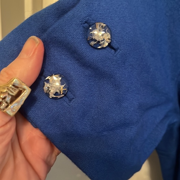 Gorgeous True Vintage Bright Blue Wool day dress! - Picture 4 of 7